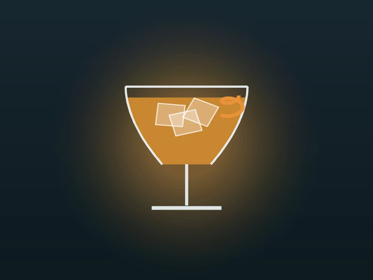 Brandy Tonic im Glas, gezeichnet